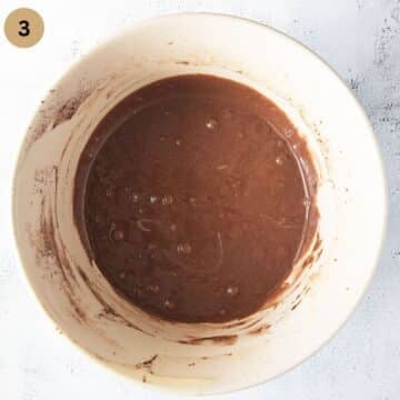 chocolate cake batter in a large bowl.