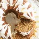 pinterest image with title for bundt cake with zucchini.