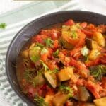 pinterest image with title for zucchini stew.