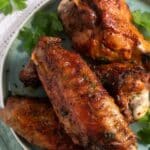 pinterest image with title for air fryer turkey wings.