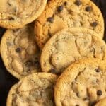 pinterest image with title for pecan chocolate chip cookies.