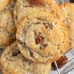 coconut pecan cookies sprinkled with shredded coconut.