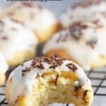 pinterest image with title for chocolate chip ricotta cookies.