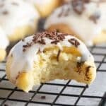 one ricotta chocolate chip cookie showing the tender crumb.
