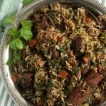 pinterest image with title for lamb and rice.