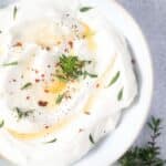 pinterest image with title for creamy whipped ricotta.