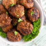 pinterest image with title for meatballs without eggs.