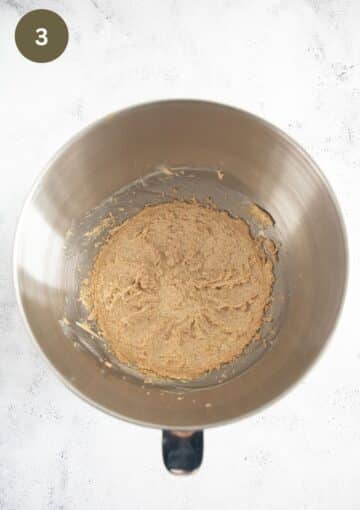 creamed brown sugar and butter in a mixing bowl.