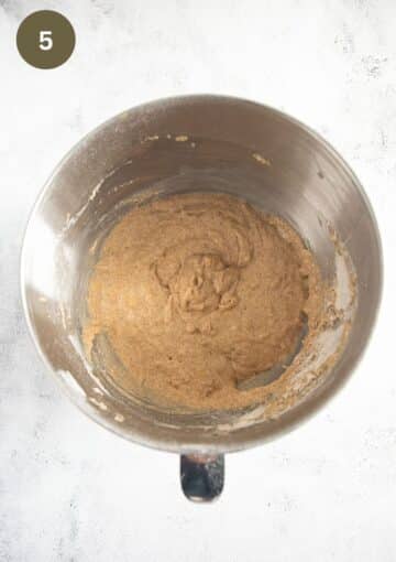 banana bread batter with brown sugar in a bowl.