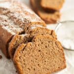 pinterest image with the title spelt flour banana bread.