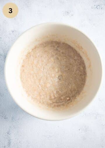 batter for banana bread in a bowl.