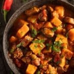 pin image with the title pork sweet potato stew.