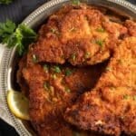 pinterest image with title turkey schnitzel.