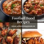 pinterest image with the title football food recipes.