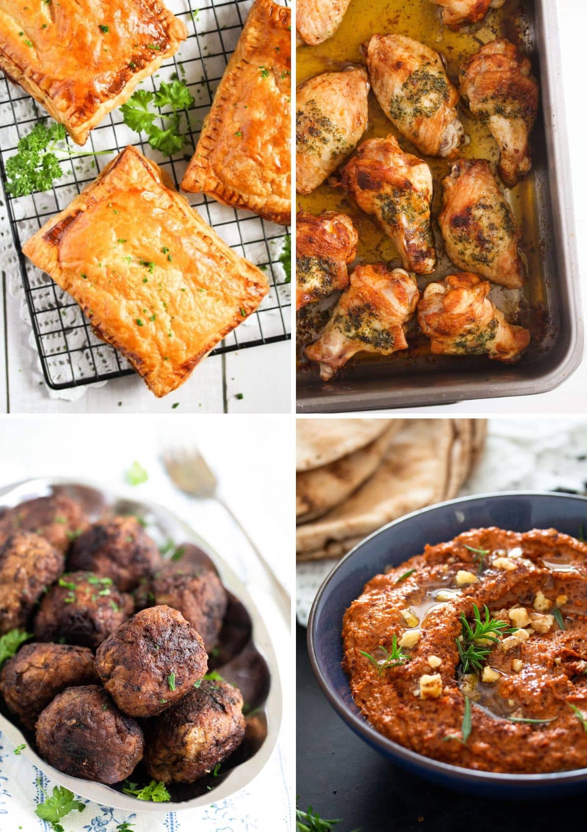 collage of four picture of football food recipes.