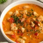 pinterest image with the title paprika chicken soup.