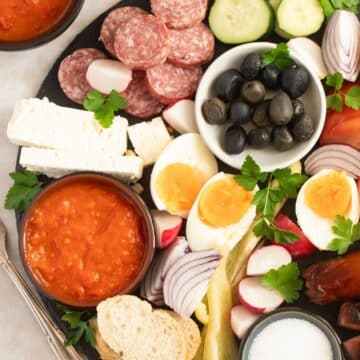balkan breakfast on a plate.