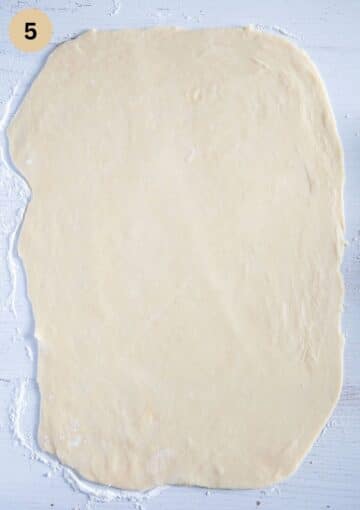 thinly rolled dough for empanadas.