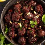pinterest image with the title cherry meatballs.