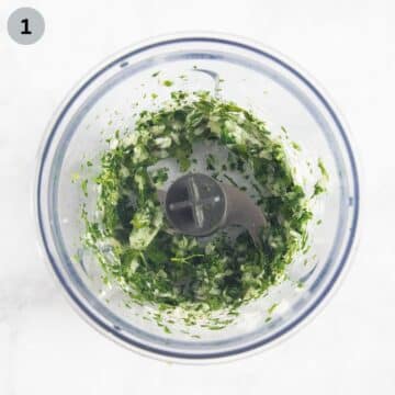 chopped parsley and onion in a small food processor.