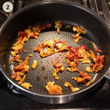sauteing onions, garlic and tomato paste in a large saucepan.