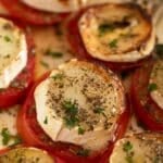 pin image with the title goat cheese with tomatoes.
