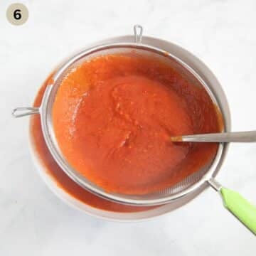 Step #5: Transfer to a large bowl and blend with an immersion blender.