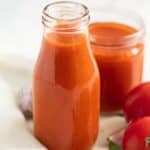 pin image with the title tomato ketchup with fresh tomatoes.