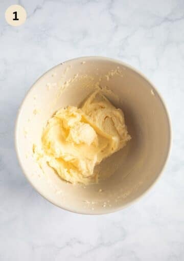 creamed butter and sugar to make shortbread in a bowl.