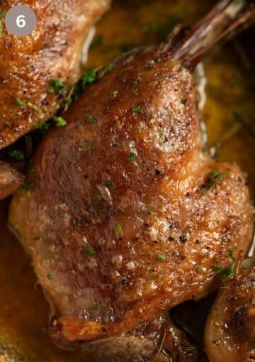 duck leg with very crisp skin.