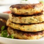 pin image with the title mashed potato cakes.