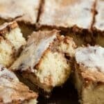 pinterest image with the title cinnamon swirl cake.