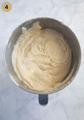 cake batter in a large bowl.