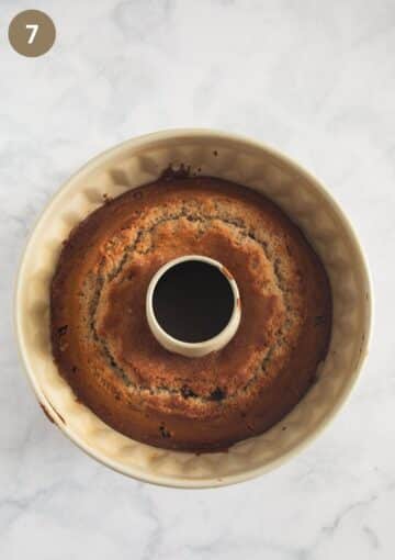 baked irish coffee cake in a bundt cake pan.