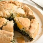 pinterest image with the title italian spinach pie.