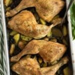 pinterest image with the title wild garlic chicken.