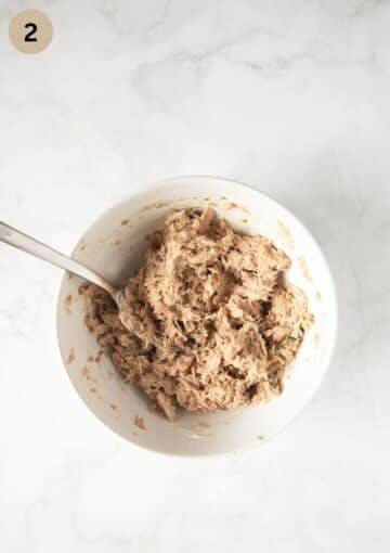 tuna and mayonnaise mixture for making tramezzini in a bowl.