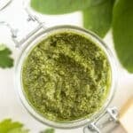 pinterest image with the title sage pesto.