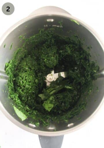 blended sage in a food processor for making pesto.