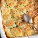 pinterest image with the title kohlrabi gratin.