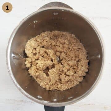 making dough with oats for crumble bars in a food processor..