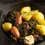 pinterest image with the title german kale recipe.