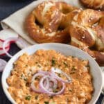 pinterest image with the title german obatzda.