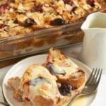 pin image with the title bread plum pudding.