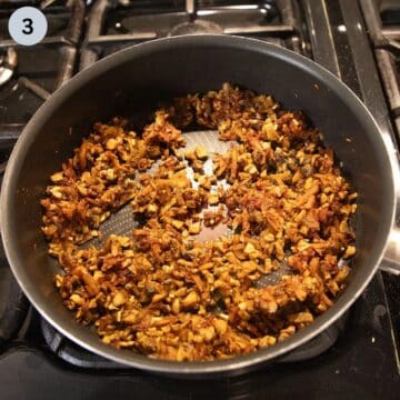 sauteed mushrooms, carrots and onions for making filling for peppers.
